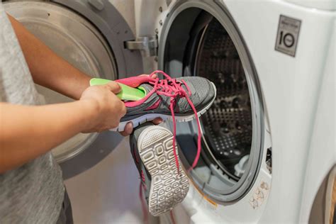 washing shoes by hand.